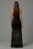 Black Halter Long Sheath Formal Dress
