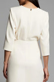 Ivory A-Line Midi Work Dress With Slit
