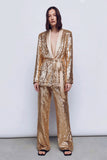 2-Piece Gold Shawl Lapel Prom Suits With Sash