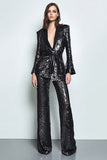 Black Sequined Shawl Lapel 2-Piece Prom Suits