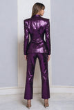 Sprakly Dark Purple One Button 2-Piece Women Prom Suits