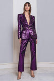 Sprakly Dark Purple One Button 2-Piece Women Prom Suits