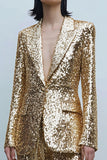 Gold Peak Lapel Sequined 2-Piece Women Prom Suits