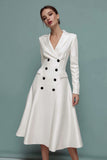 Ivory A-Line Notched Lapel Double Breasted Work Suits