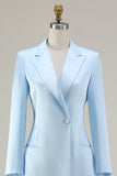 Sky Blue Peak Laplel Midi Business Casual Dress with Long Sleeves