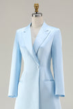 Sky Blue Peak Laplel Midi Business Casual Dress with Long Sleeves