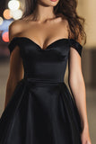 Black Off The Shoulder A-Line Homecoming Dress