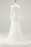 Modest Ivory Mermaid Long Sleeve Wedding Dress