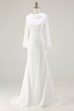 Modest Ivory Mermaid Long Sleeve Wedding Dress