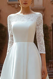 Elegant A-Line Long Sleeve Ivory Wedding Dress With Lace