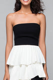 Strapless A-Line Tiered Ruffle Formal Dress With Slit