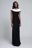 Black and White Sheath Maxi Formal Dress