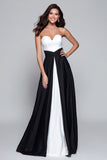 Sweetheart A-Line Black and White Formal Dress