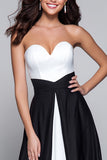 Sweetheart A-Line Black and White Formal Dress