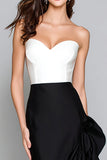Mermaid Sweetheart Black and White Formal Dress with Ruffles