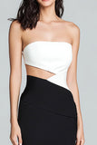 Strapless Sheath Cut-Out Black and White Formal Dress