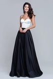 Sweetheart Black and White A-Line Formal Dress