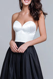 Sweetheart Black and White A-Line Formal Dress