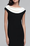Black Sheath Cowl Neck Long Formal Dress