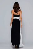 Strapless Black and White A-Line Long Formal Dress