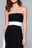 Strapless Black and White A-Line Long Formal Dress
