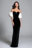 Off the Shoulder Sheath Black Tie Dress