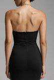 Black Strapless Mermaid Formal Dress With Ruffles