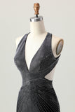 Halter Beaded Bodycon Black Homecoming Dress