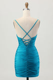 Dark Khaki Ruched Cut Out Tight Homecoming Dress