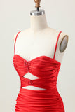 Dark Khaki Ruched Cut Out Tight Homecoming Dress