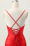 Cut Out Spaghetti Straps Ruched Tight Black Homecoming Dress