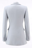 Silver Peak Lapel Long Sleeve 2-Piece Women Pantsuits