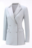 Silver Peak Lapel Long Sleeve 2-Piece Women Pantsuits
