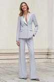 Silver Peak Lapel Double Breasted 2-Piece Women Suits
