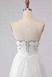 Sparkly White Strapless Satin Wedding Dress