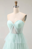 Light Green Sweetheart Corset A-Line Prom Dress With Ruffles