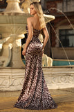 Strapless Mermaid Coffee Leopard Corset Prom Dress With Slit