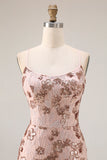 Rose Golden Embroidered Sequin Mermaid Prom Dress