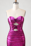 Sweetheart Fuchsia Cut Out Mermaid Prom Dress With Slit