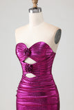 Sweetheart Fuchsia Cut Out Mermaid Prom Dress With Slit
