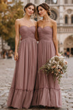 Dusk A-Line Sweetheart Ruched Bridesmaid Dress