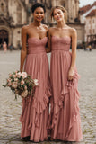 Lilac Sweetheart A-Line Bridesmaid Dress with Ruffles