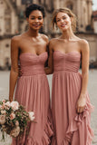 Lilac Sweetheart A-Line Bridesmaid Dress with Ruffles