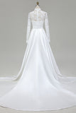 Ivory A-Line High Neck Modest Wedding Dress With Lace
