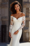 Mermaid Off The Shoulder White Lace Wedding Dress