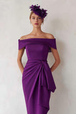 Dark Green Off The Shoulder Bodycon Midi Mother Of The Bride Dress
