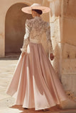 High Neck A-Line Lace Candy Pink Mother Of The Dress With Pockets