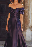 Off The Shoulder Mermaid Plum Maxi Dress