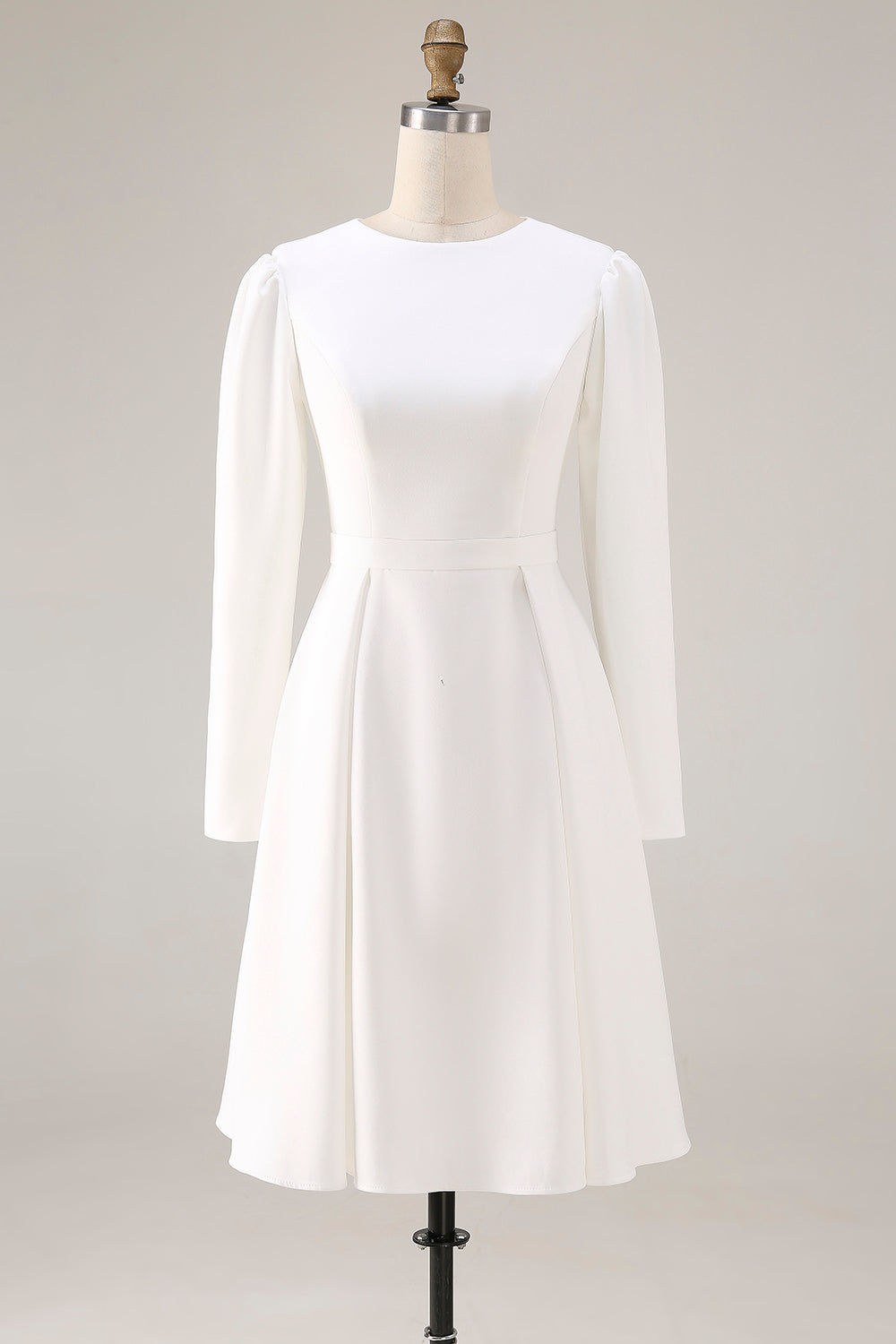 Berylove Women Ivory A-Line Engagement Dress Long Sleeve Bateau Neck Mini Bridal Shower Dress, Ivory / US26W Berylove Women Ivory A-Line Engagement Dress Long Sleeve Bateau Neck Mini Bridal Shower Dress, Ivory / US26W