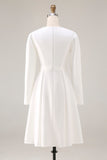 Ivory A-Line Long Sleeve Engagement Dress